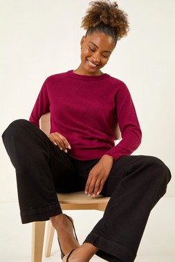 Roman Maroon Plain Soft Crew Neck Jumper