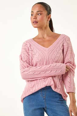 Roman Petite Light Pink V-Neck Knit Jumper