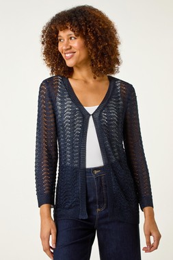 Roman Navy Glisten Crochet Shrug