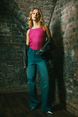 Roman Dusk Pink Metallic Knit Vest Top