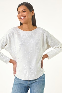 Roman Ivory Sequin texture knit jumper