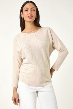 Roman Swirl Embellished Knit Jumper