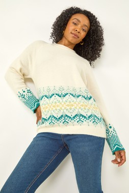 Ivory Petite Fairisle Knit Jumper