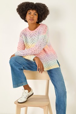 Roman Multi Ombre Rainbow Knit Jumper