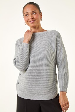Roman Petite Grey Curve Hem Knit Jumper