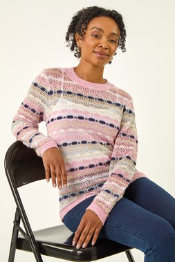 Roman Petite Light Pink Stripe Knitted Jumper