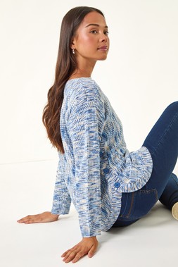 Roman Petite Blue Curve Hem Knit Jumper
