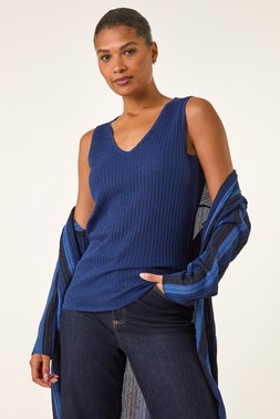 Roman Navy Stripe Ribbed Knit Vest