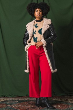 Roman Beige Fluffy Floral Knit Jumper