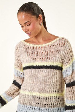 Roman Petite Stone Stripe Open Knitted Jumper