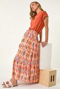 Roman Diamond Contrast Foil Print Skirt