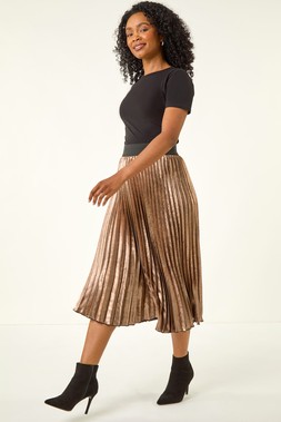 Bronze Petite Metallic Printed Skirt