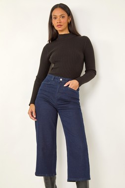 Roman Dusk Indigo Denim Pocket Detail Wide Leg Culotte