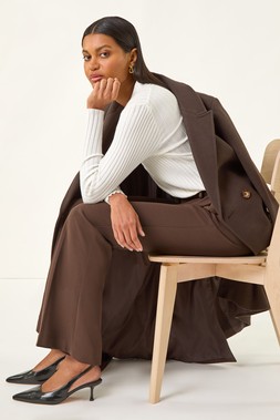 Roman Chocolate Bootcut Leg Stretch Trousers