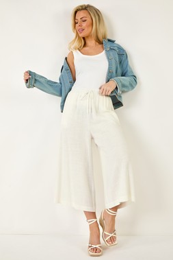 Roman Petite Elasticated Waist Linen Culotte