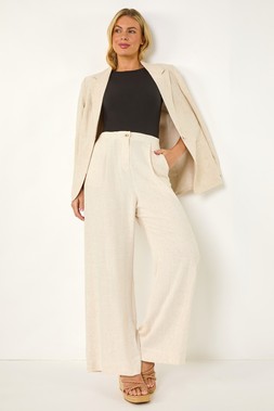 Roman Petite Natural Smart Linen Mix Trousers