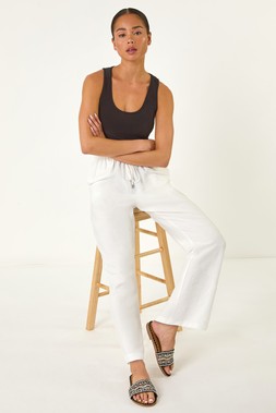 Roman Petite White Textured Pocket Trouser