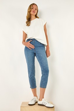 Embellished Cropped Stretch Jeggings
