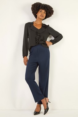 Roman Navy Straight Leg Ponte Stretch Trouser