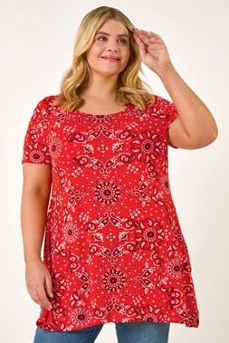Roman Curve Paisley Print Bar Back Tee