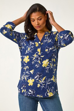 Roman Floral Textured Print Shirt