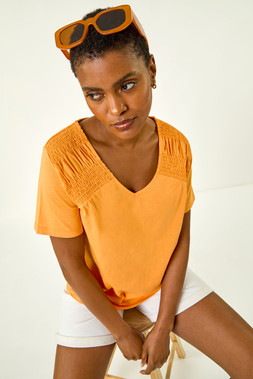 Roman Shirred Shoulder T-Shirt