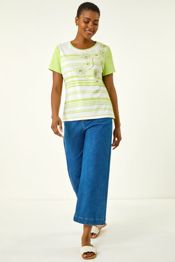 Roman Stripe Floral Hotfix T-Shirt