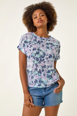 Roman Purple Burnout Printed Tee