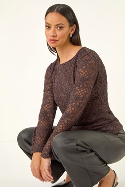 Chocolate Dusk Baroque Lace Top