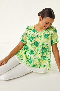 Roman Floral Layered Tunic Top