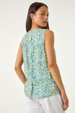 Roman Petite Blue Ditsy Print Shell Top