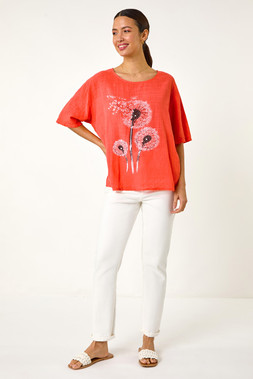 Roman Dandelion Hotfix Tunic Top