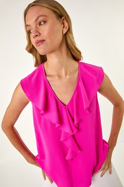 Roman Ruffle V-Neck Vest Top