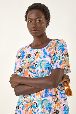 Roman Abstract Print Tunic Top