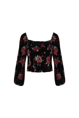 TK Maxx - women - gold label - black & red roses top &pound;79.99 (RRP &pound;218.70)