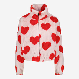 Tk Maxx Pink Red Hearts Faux Fur Jacket £19.99