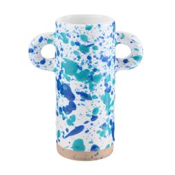 Colourful Blue Green And White Speckled Vase With Small Handles £3.99