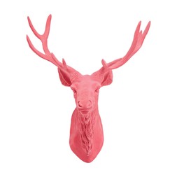 Colourful HotPinkFlockedReindeerHead £16.99