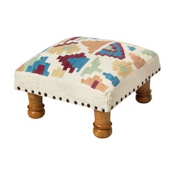 Folkelore Cream And Colour Print Stool With Wooden Legs £29.99