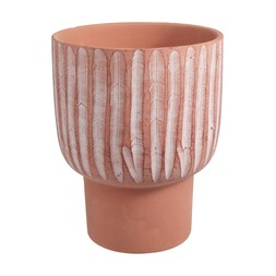 Folkelore Terracotta Plant Pot With Stripe Texture £5.99