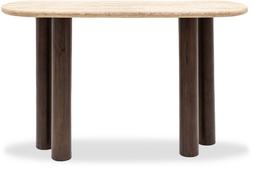 Inca Console Table, Dark Mango Wood & Travertine