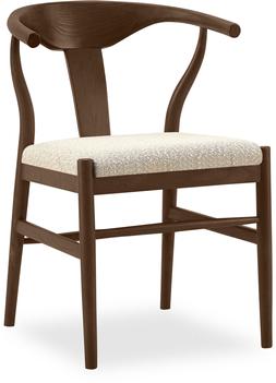 Agnes Wooden Dining Chair, Speckled Stone Sustainable Boucle & Walnut