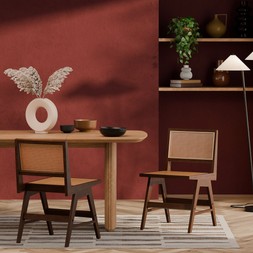 Cleo Wooden Dining Chair, Cane & Walnut