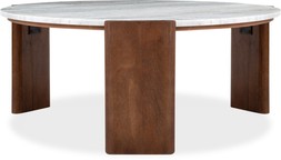 Emil Round Coffee Table, Dark Mango Wood & Grey Marble