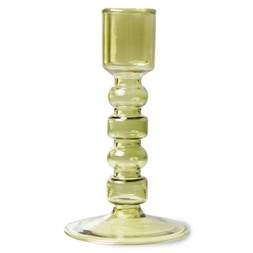 HKliving Glass Candle Holder, Olive Green