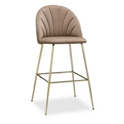 Sylvia Bar Stool, Taupe Sustainable Velvet & Brass