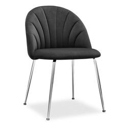 Sylvia Dining Chair, Ink Grey Sustainable Velvet & Chrome