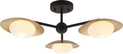 Temuka Flush Ceiling Light, Black & Brass