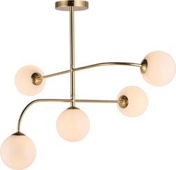 Arely Semi Flush Ceiling Light, Brass & Opal Glass