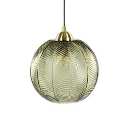 Calla Globe Pendant Light, Green & Brass